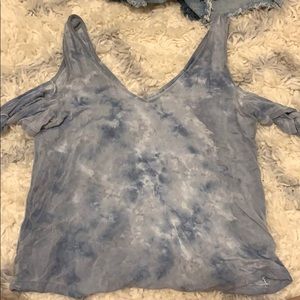 American Eagle cold shoulder top with tie